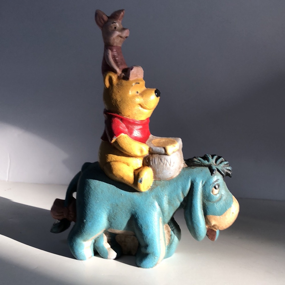 Vintage Winnie The Pooh, Piglet and Eeyore Cast Iron Door Stop - Picture 5 of 10